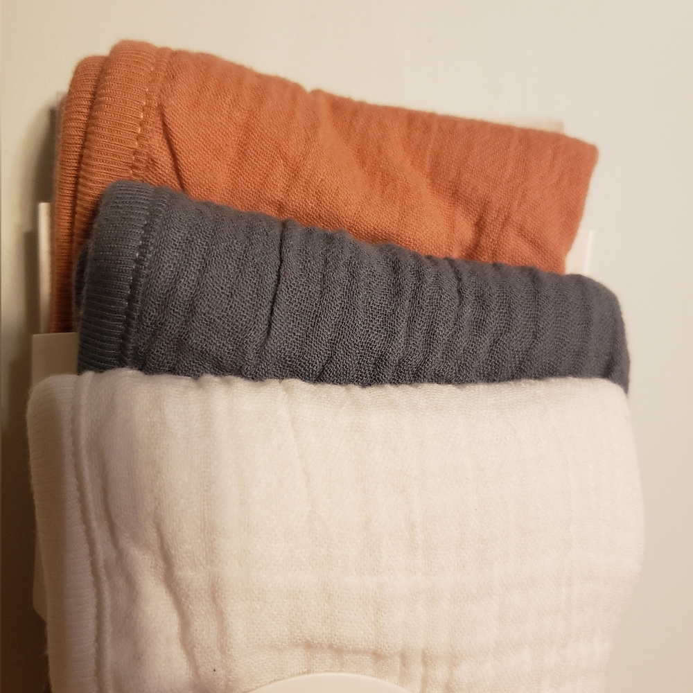 Cloud Island Muslin Burp Cloths - White, Gray, and Brown - Picture 2 of 3